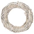 Floristik24 Grande couronne en bois blanchie 40 cm pour décoration