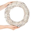 Grande couronne en bois blanchie 40 cm pour décoration | Floristik24.fr