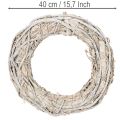 Grande couronne en bois blanchie 40 cm pour décoration | Floristik24.fr