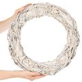Couronne décorative ronde en bois blanchi 50 cm pour DIY et décoration | Floristik24.fr
