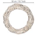 Couronne décorative ronde en bois blanchi 50 cm pour DIY et décoration | Floristik24.fr