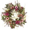 Floristik24 Couronne de fleurs avec marguerites et baies vieux rose Ø30cm