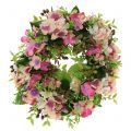 Floristik24 Couronne de fleurs avec hortensia et baies rose Ø30cm