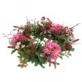 Floristik24 Couronne d&#39;automne fleurs en soie rose gerbera chardon couronne de table Ø32cm
