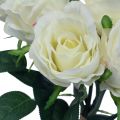 Roses artificielles en bouquet blanc 30cm 8 pcs | Floristik24.fr