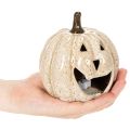 Citrouille décorative en céramique avec LED et visage souriant 13 cm | Floristik24.fr