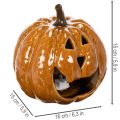 Citrouille décorative en céramique 15 cm avec éclairage LED pour Halloween | Floristik24.fr