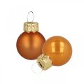 Mini boules de Noël verre orange mat/brillant Ø2cm 44p