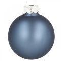 Boules de Noël en verre bleu mat brillant Ø5,5cm 26pcs