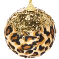 Boules de Noël motif léopard avec paillettes dorées 7 cm par 3 | Floristik24.fr