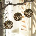 Boules de Noël motif léopard avec paillettes dorées 7 cm lot de 3 en plastique | Floristik24.fr