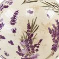 Floristik24 Boule en céramique motif lavande décoration céramique violet crème 12cm