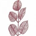 Floristik24 Plantes artificielles, feuilles déco, branche artificielle paillettes roses L36cm 10p