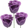 Floristik24 Roses artificielles roses violettes wax roses déco wax Ø6cm 18p