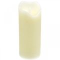 Floristik24 Bougie LED en cire véritable avec minuteur Crème Pour pile H17cm