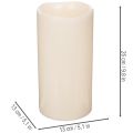 Grande bougie LED à pile avec minuterie 25 cm lumière blanc chaud en plastique | Floristik24.fr