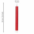 Lot de 2 bougies flambeau LED en cire rouge, 24 cm, lumière blanc chaud | Floristik24.fr