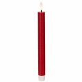 Lot de 2 bougies flambeau LED en cire rouge, 24 cm, lumière blanc chaud | Floristik24.fr