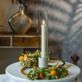 Set de 4 Bougies LED avec Timer en Cire Rainurée Crème 24,5 cm | Floristik24.fr