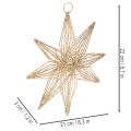 Étoile décorative en fil métallique doré avec 20 LED lumière chaude, 22 cm, intérieur | Floristik24.fr