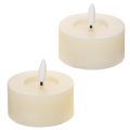 Lot de 2 bougies LED en cire véritable effet vacillant avec minuterie, blanc chaud, Ø 7 cm | Floristik24.fr