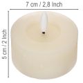 Lot de 2 bougies LED en cire véritable effet vacillant avec minuterie, blanc chaud, Ø 7 cm | Floristik24.fr