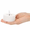 Bougie chauffe-plat LED XL blanche en cire véritable avec minuterie, blanc chaud, 6 cm, lot de 2 | Floristik24.fr