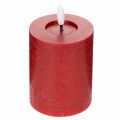Floristik24 Bougie pilier LED en cire véritable rouge avec minuterie et lumière blanc chaud, 12 cm