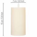 Bougie pilier LED en cire véritable blanche avec fonction minuterie, blanc chaud, 15 cm | Floristik24.fr