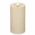 Bougie pilier LED en cire véritable blanche avec fonction minuterie, blanc chaud, 15 cm | Floristik24.fr