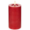 Bougie pilier LED rouge avec minuterie et lumière blanc chaud, en cire véritable, 15 cm | Floristik24.fr