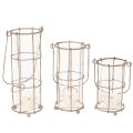 Lanterne de jardin, lampe à vent en métal Ø8,5 cm H23/18,5/14,5 cm, lot de 3 | Floristik24.fr