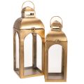 Floristik24 Lot de 2 lanternes en métal et verre finition laiton, H50cm