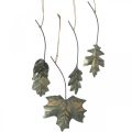 Floristik24 Feuilles en métal à suspendre feuilles d&#39;automne gris antique 7.5-10cm 4pcs