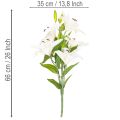Lys décoratif artificiel 6 fleurs blanches 66 cm en plastique | Floristik24.fr