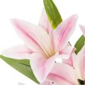 Lys artificiels sur tige pour décoration, 68 cm, lot de 3, rose et vert | Floristik24.fr