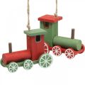 Floristik24 Locomotive décorations de sapin de Noël bois rouge, vert 8,5 × 4 × 7cm 4pcs
