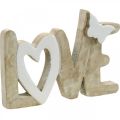 Floristik24 Décoration de table &quot;Love&quot;, décoration en bois avec coeur et papillon naturel, blanc L24cm H17,5cm