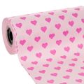 Floristik24 Manschette en papier rose avec motif cœur 25 cm x 100 m