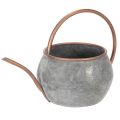 Floristik24 Arrosoir décoratif en métal, style champêtre vintage, décoration de jardin, pour les plantations, cuivre argenté, L 41 cm Ø 26 cm H 30 cm
