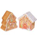 Floristik24 Boîtes en métal design sapin et maison en pain d'épices 14 cm et 13 cm, set de 2