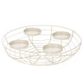 Floristik24 Couronne de l'Avent en métal ronde pour 4 bougies ou photophores 35 cm gris