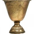 Floristik24 Bol métal gobelet décoration métal doré aspect antique H16cm