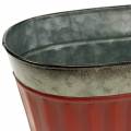 Floristik24 Cache-pot ovale rouge, zinc argent 26 × 13cm H11cm