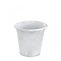 Floristik24 Cache-pot avec ornements, jardinière, récipient en métal blanc Ø15,5cm H14,5cm