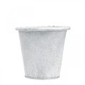 Floristik24 Cache-pot avec ornements, jardinière, récipient en métal blanc Ø15,5cm H14,5cm