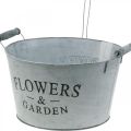 Floristik24 Jardinière avec arrosoir, décoration de jardin, jardinière en métal à planter blanc argenté H41cm Ø28cm/Ø7cm