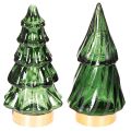 Floristik24 Sapins en verre avec LED, décoration de table Noël, 13 cm, lot de 2
