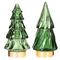 Sapins en verre avec LED, décoration de table Noël, 13 cm, lot de 2 | Floristik24.fr