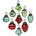 Floristik24 Mini mélange de boules de sapin de Noël, diamant / boule / cône, boules de verre aspect antique Ø3–3,5cm H4,5–5,5cm 9pcs